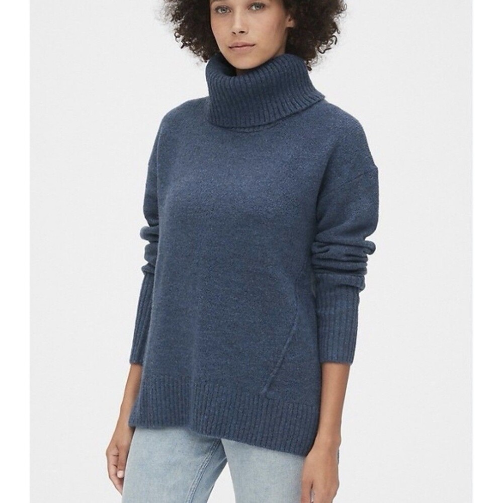 Gap Women's Turtleneck Pullover Sweater Knit Blue Size XS Casual Oversized